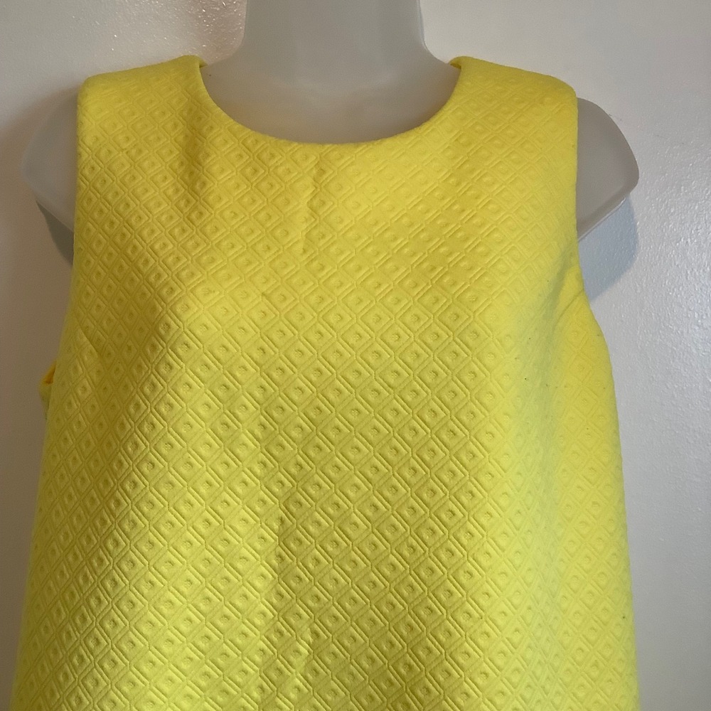 Tommy Hilfiger Yellow Diamond Textured Sleeveless Shift Dress Womens 12